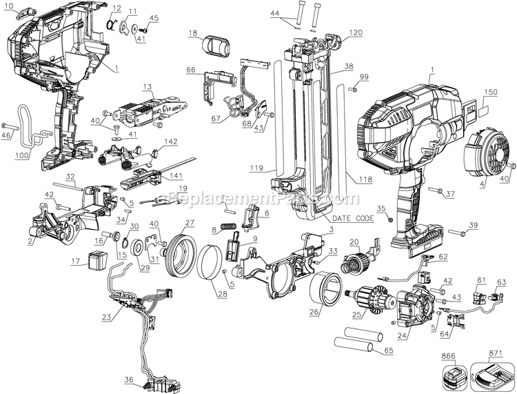Page A Diagram and Parts List for PCC792LA Type 2 Porter Cable Nailer